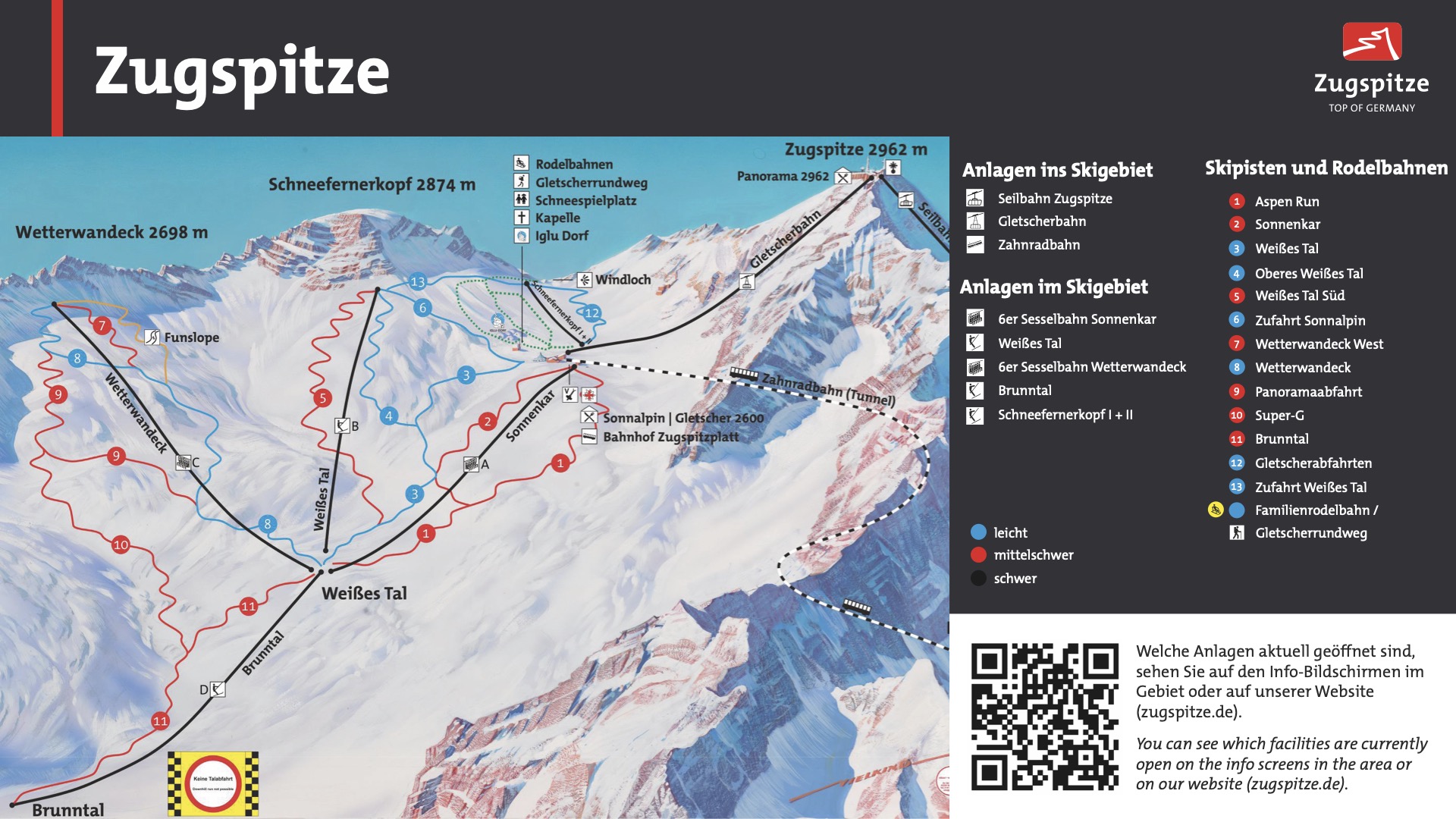 Zugspitze Summer Piste Map